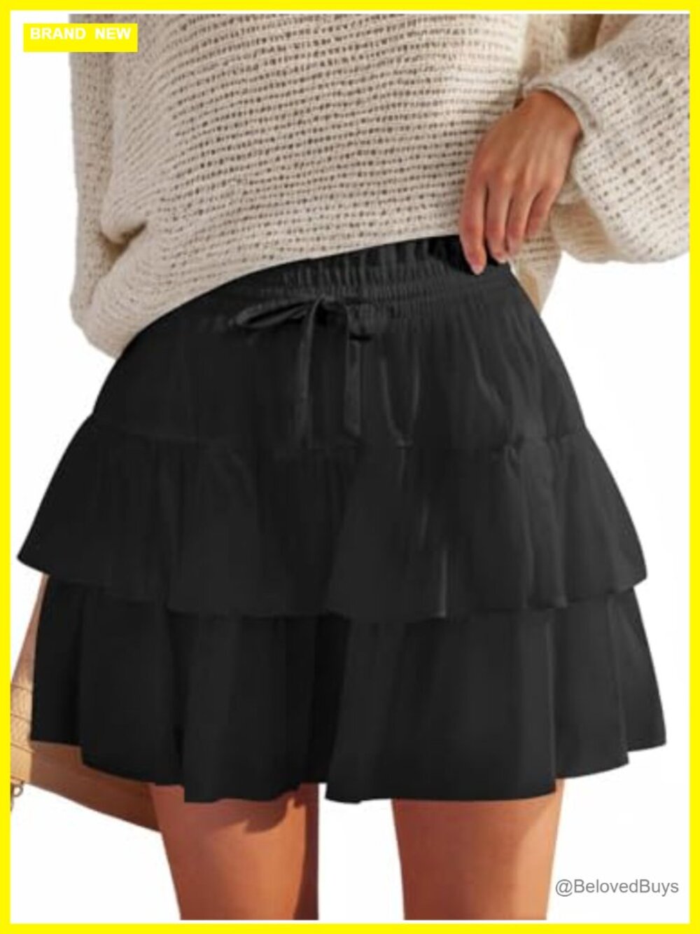 Pleated Mini Skort Tiered Ruffle High Waist Built-in Shorts Tennis Golf